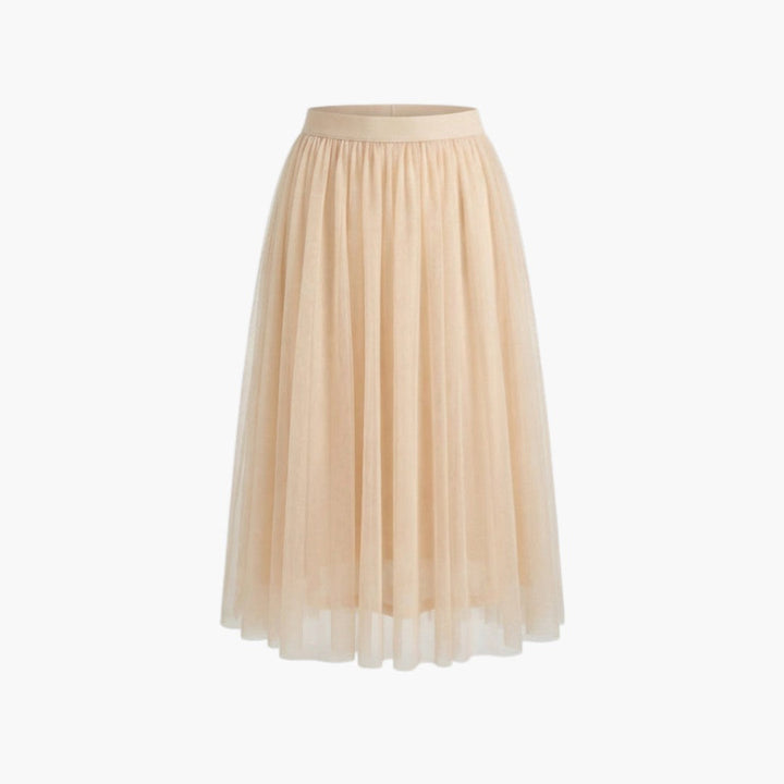 Flödande A-linje tyllkjol, midikjol som ger en elegant silhuett. Damkjol med elastisk midja.