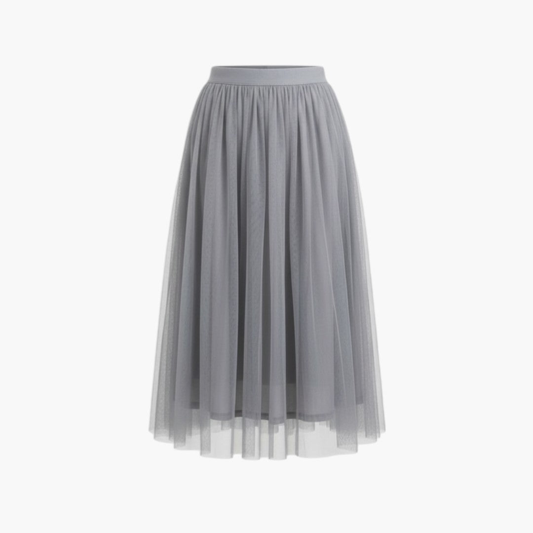 Elegant tyllkjol, midikjol med elastisk midja. En klassisk damkjol för alla tillfällen.