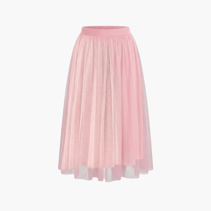 Trendig midikjol i tyll för kvinnor, med elastisk midja. Elegant vardags- och festkjol.