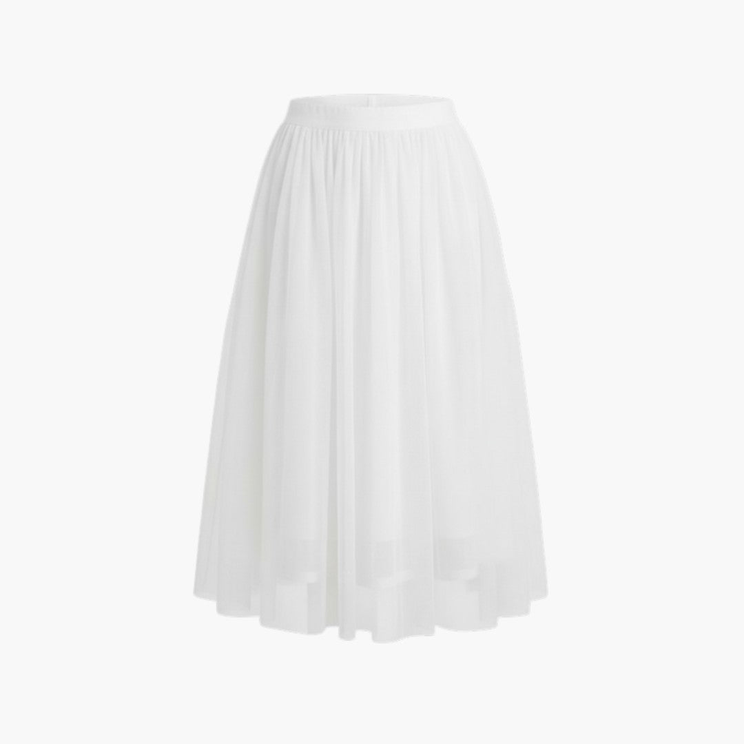 Vacker damkjol i lager av fin tyll. Midikjol med elastisk midja, ger volym & elegant fall.