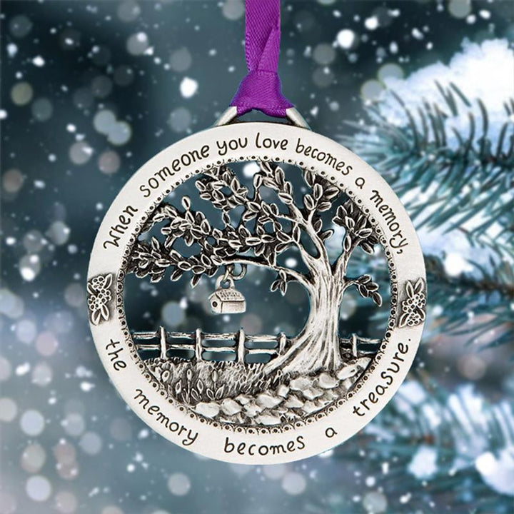 "Elegant minnesprydnad för jul i legering och harts, 8 cm, stilren utrustning för julgran eller hemmets dekoration."