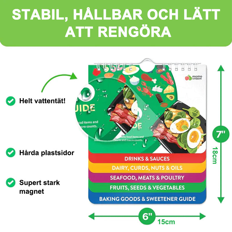 Elegant och robust magnetisk matlagningsguide för luftfritös, vattentålig plast, fästbar på kylskåp, enkel att använda.