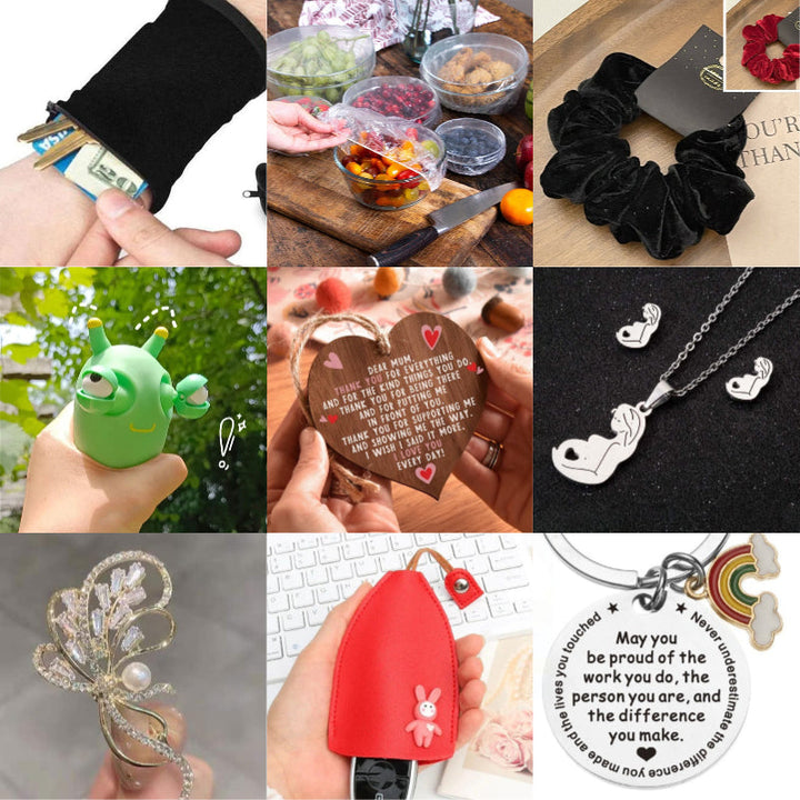 Elegant överraskningspresent för kvinnor, med smycken och accessoarer, perfekt för festliga tillfällen och spontana gåvor.