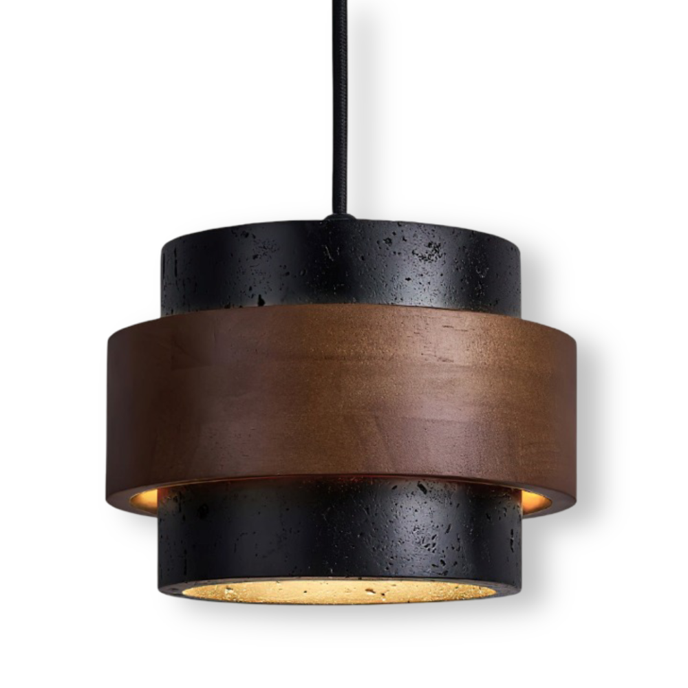 Komplett elegant travertin pendellampa i modern cylinderdesign. Idealisk för vardagsrum & matrum.