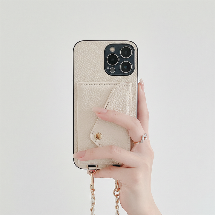 Lyxigt PU-läder plånboksfodral till iPhone. Ett komplett mobilskydd med fack för kort.