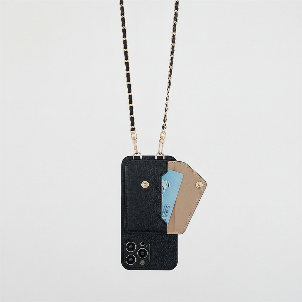 Smart iPhone-fodral som kombinerar mobilskydd med plånboksfunktion. Tillverkat i PU-läder.