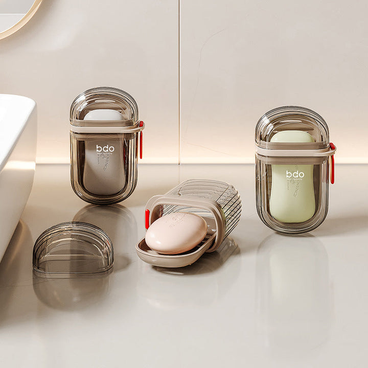 Elegant resefodral för tvål med läckagesäker design och dräneringsfack, perfekt för resor och daglig användning.