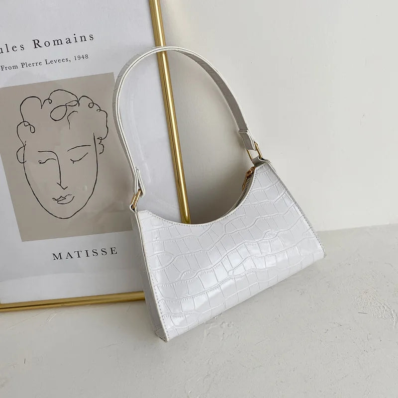 Gul modepåse i retrostil med guldkedja, snygg crossbody för dam.