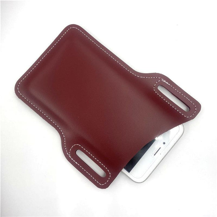 "Elegant retro mobiltelefonhölster i svart PU-läder för herr, med bältesklämma och universell passform för smartphones."