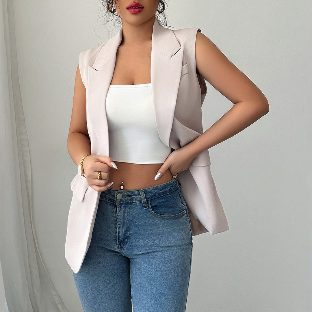 Stilren ärmlös blazer för kvinnor, en elegant damjacka som lyfter vårens och sommarens mode.