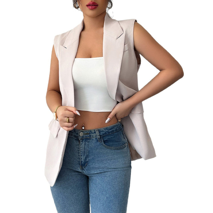 Chic ärmlös blazerjacka dam, elegant och trendig för kontorskläder och sommarlook. Perfekt för kvinnor.