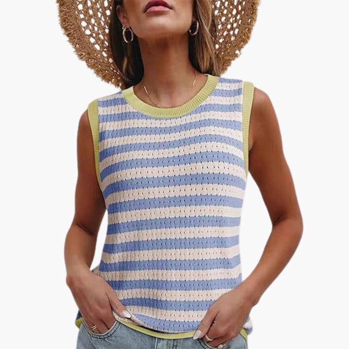 Modern randig ärmlös topp för kvinnor. Lättburen och elegant för en stilren sommarlook.