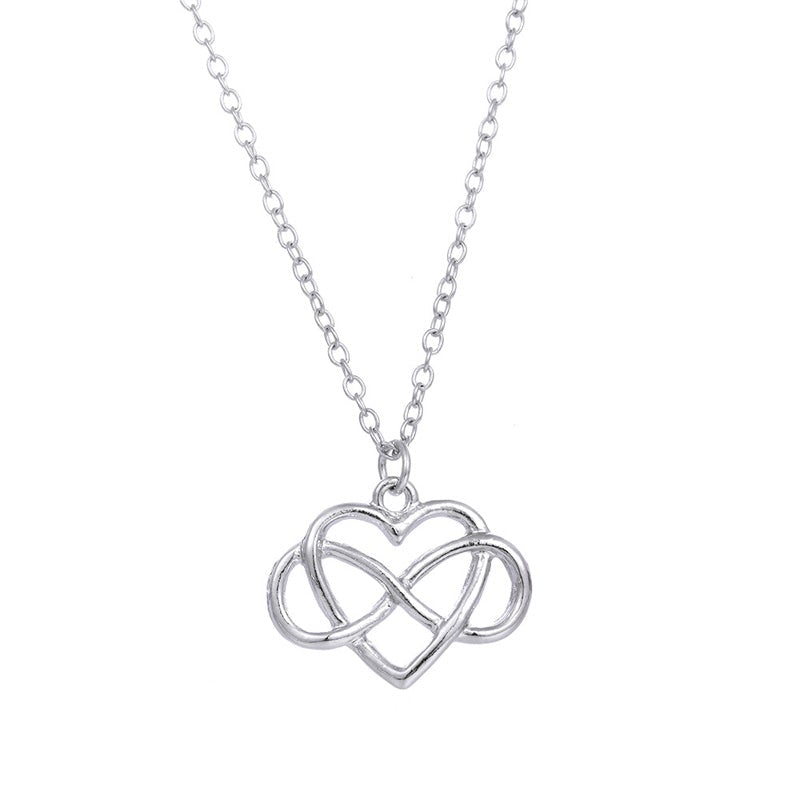 Elegant silver oändlighetshjärta halsband för kvinnor med österrikiska zirkoner, dubbel infinity design, stilfullt smycke.