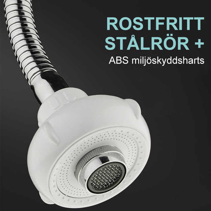 "Elegant stänkskyddat kranhuvud i rostfritt stål och ABS, vattenbesparande design för badrum, justerbart vattentryck."