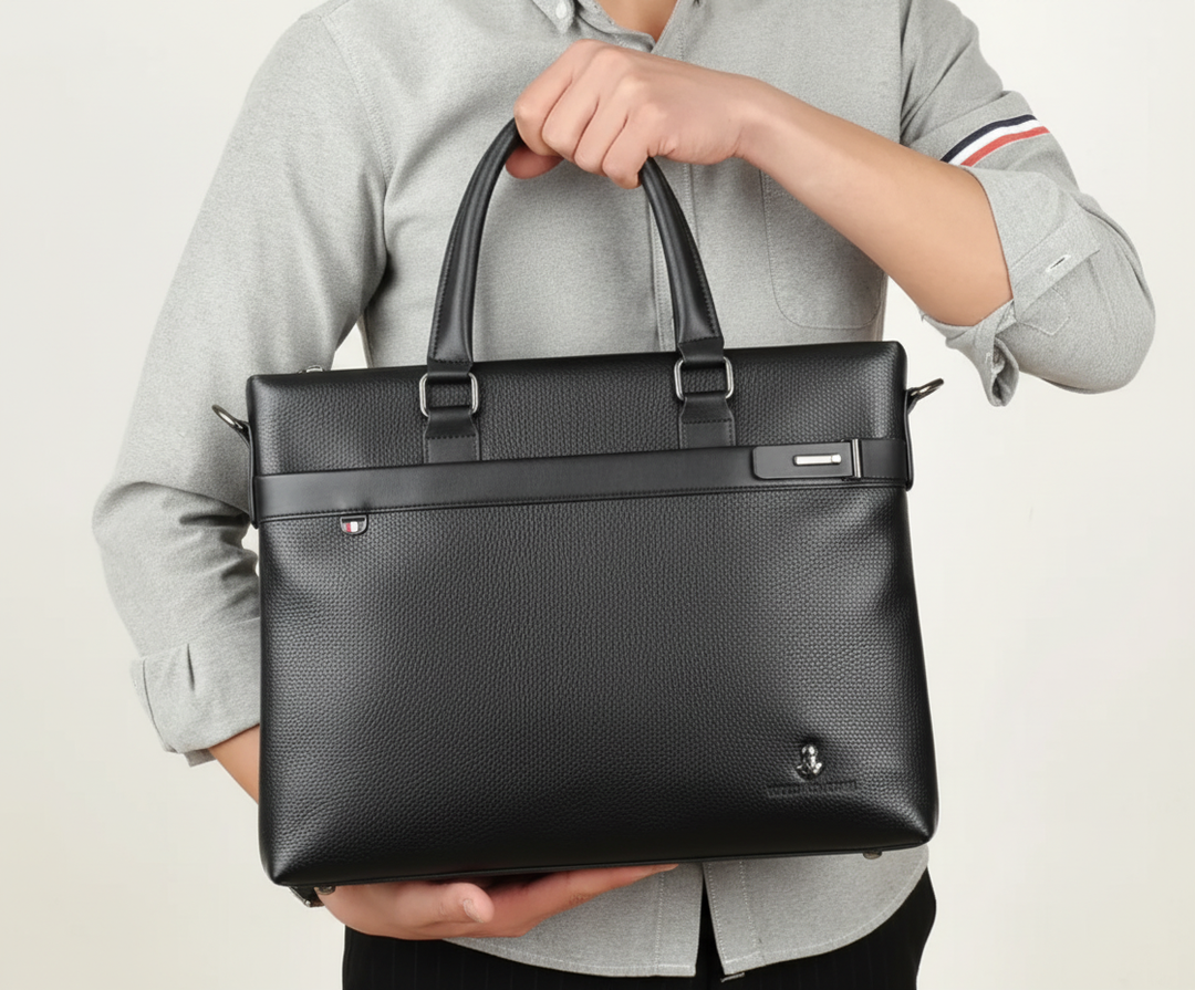 Professionell businessväska för laptop och dokument. Stilren, unisex design för kontoret och resor.