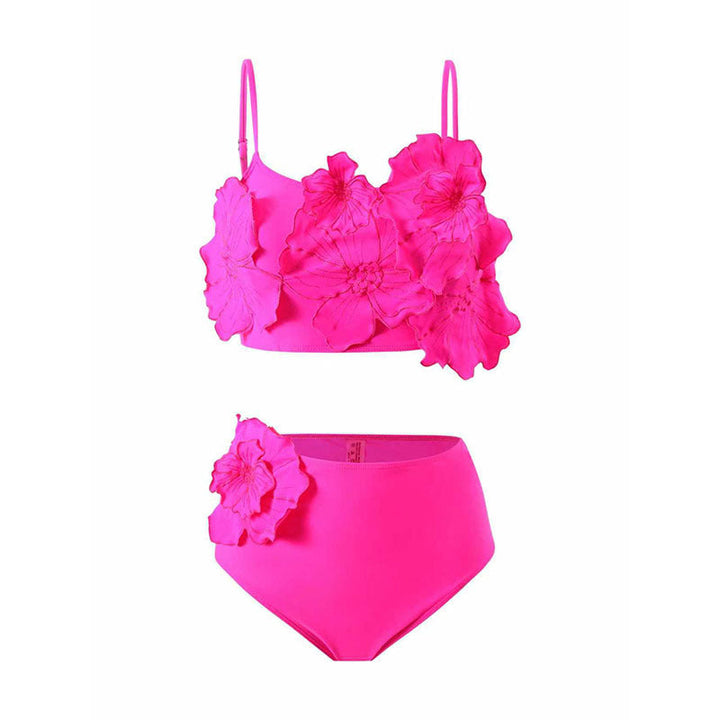 Bekväm och elegant tvådelad bikini med hög midja och livligt blommönster. Perfekt för sommarens stranddagar.