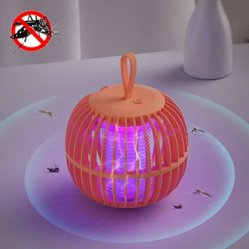 Elegant, tyst myggdödarlampa med USB-laddning, kompakt design och lila ljusfunktion. Perfekt för bord eller tält.