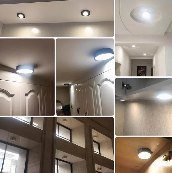 Ultralågprofil rund LED taklampa. Modern design och energisnål belysning för ditt vardagsrum.