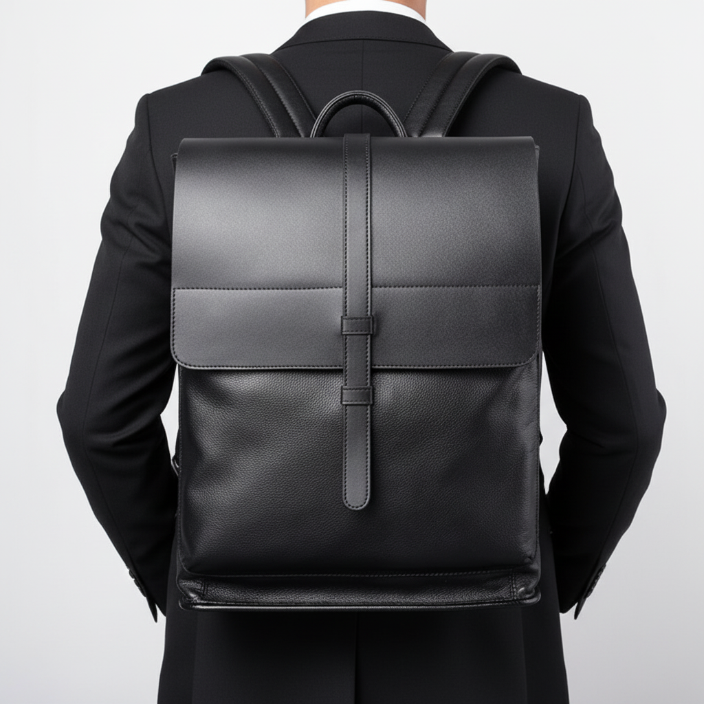 Stilren unisex ryggsäck i läder för laptop. Idealisk som datorryggsäck, skolväska eller arbetsväska.