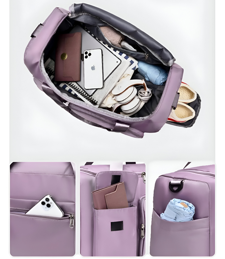 Weekendväska vid flygplats, en praktisk resebag för handbagage.