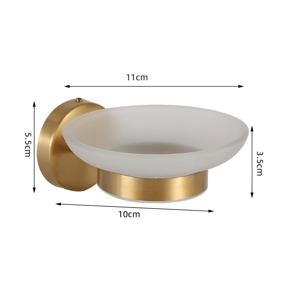 Lyxig tvålkopp i borstad guld för badrummet, kompletterar din badrumsinredning elegant.