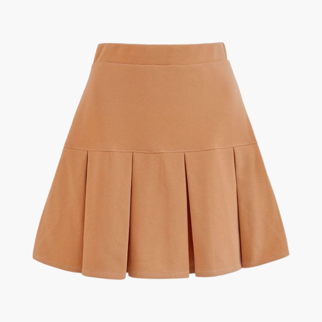 Dam minikjol med eleganta veck och bekväm hög midja. En trendig kjol för kvinnor.