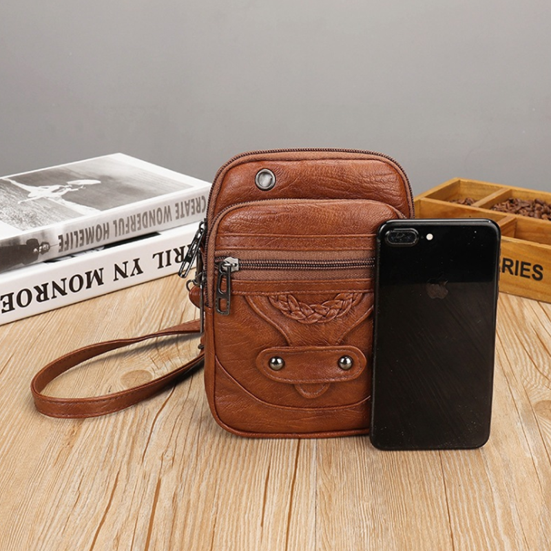 Vintage mini crossbody-väska i PU-läder, svart och kompakt, perfekt för kvinnor som söker stil och funktion.