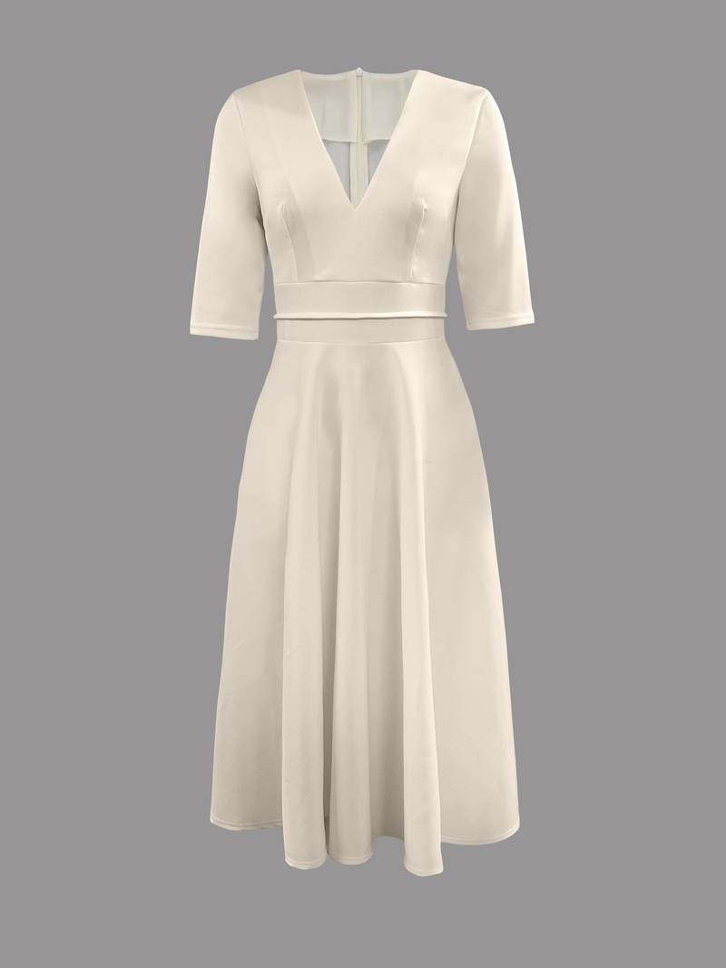 Tidlös vit A-linje festklänning för dam, retro swingklänning i elegant 60-talsstil. Idealisk dansklänning höst.
