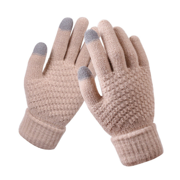 "Eleganta damhandskar i jacquard med pekskärmsfunktion och tjockt foder för elegant stil och värme under vintern."
