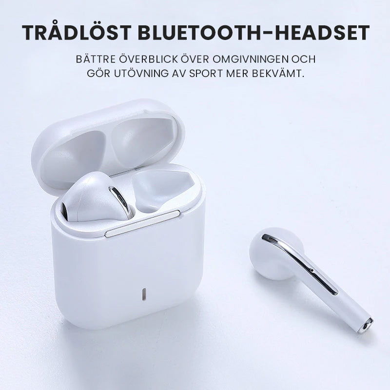 "Eleganta in-ear trådlösa Bluetooth-hörlurar i olika färger, med högkvalitativt ljud och bekväm passform för musikälskare."