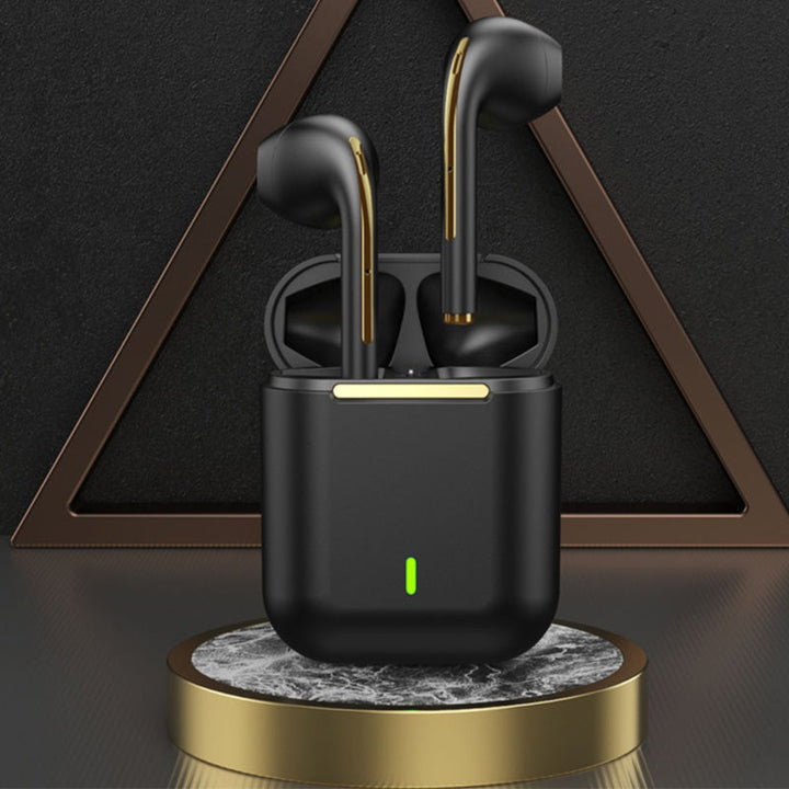 "Eleganta in-ear trådlösa Bluetooth-hörlurar i olika färger, med högkvalitativt ljud och bekväm passform för musikälskare."