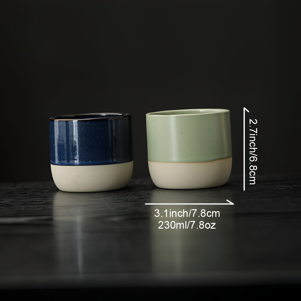 Översiktsbild av 4-pack eleganta keramikmuggar. Perfekt för kaffe, te & fika. Utmärkt design.