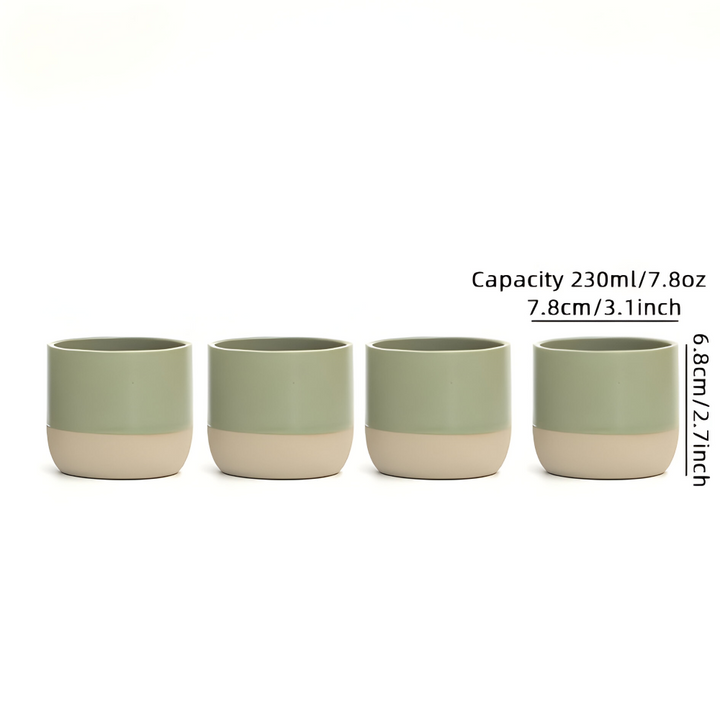 Unik design på eleganta keramik kaffekoppar, 4-pack. För kaffe, te & modern heminredning.