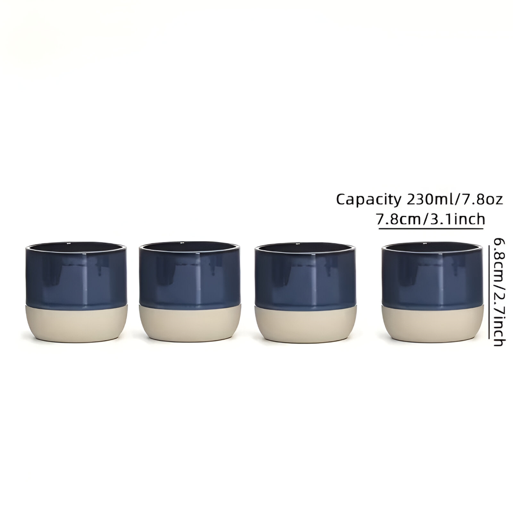 Lång livslängd: Slitstarkt 4-pack eleganta keramikmuggar för dagligt kaffe & te. Bästa porslin.