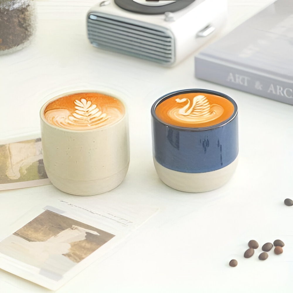 Lyxigt muggset för fika. Keramik kaffekoppar 4-pack för kaffe & te. Utmärkt presenttips.
