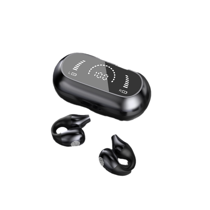 "Eleganta trådlösa Bluetooth-öronsnäckor, kompakt design, avancerad ljudteknik för klart ljud och stabil anslutning."