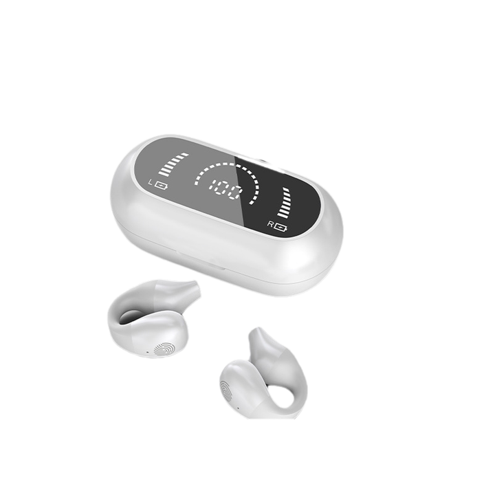 "Eleganta trådlösa Bluetooth-öronsnäckor, kompakt design, avancerad ljudteknik för klart ljud och stabil anslutning."