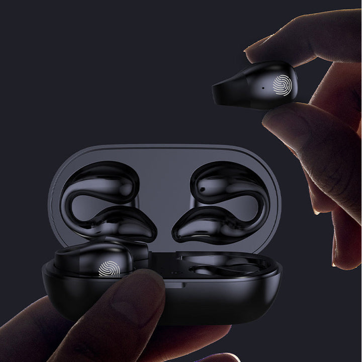 "Eleganta trådlösa Bluetooth-öronsnäckor, kompakt design, avancerad ljudteknik för klart ljud och stabil anslutning."