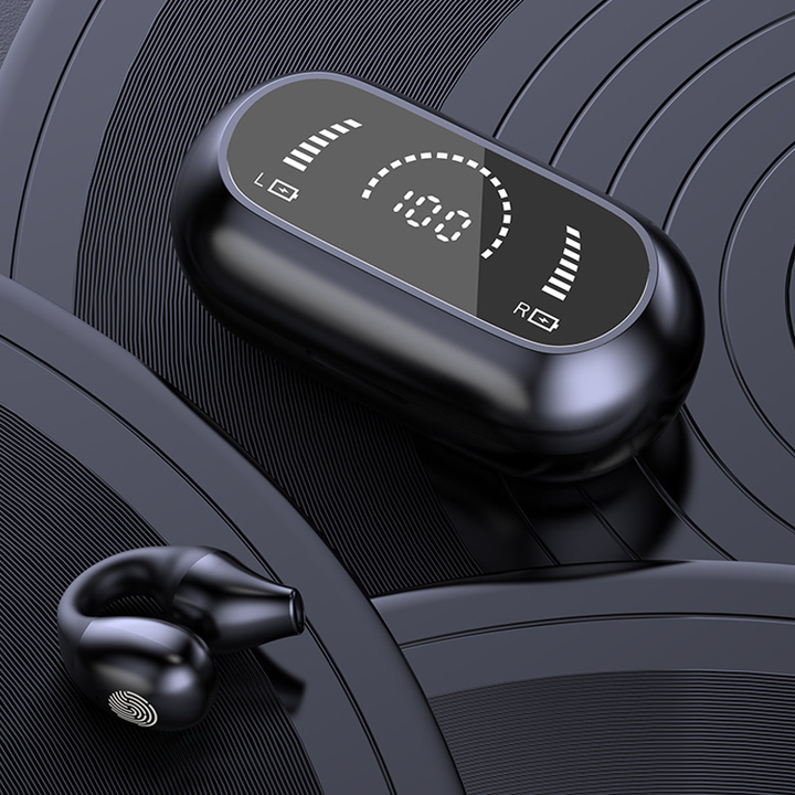 "Eleganta trådlösa Bluetooth-öronsnäckor, kompakt design, avancerad ljudteknik för klart ljud och stabil anslutning."