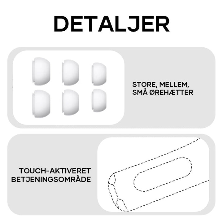 "Eleganta trådlösa bluetooth-öronsnäckor med brusreducering och LED-display för premium ljudupplevelse och stil."