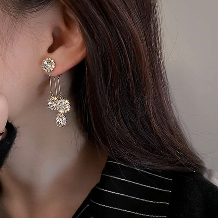 Damer Zirkon Rund Kronbladsörhängen i elegant design, silver