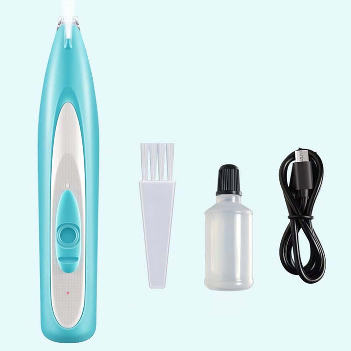 "Elektrisk hundtrimmer med LED och USB-laddning, ergonomisk design, multifunktionella skärare för precisionsgrooming."