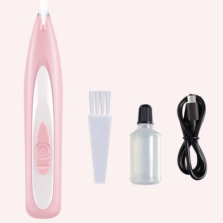 "Elektrisk hundtrimmer med LED och USB-laddning, ergonomisk design, multifunktionella skärare för precisionsgrooming."