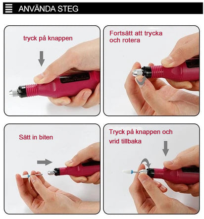Elektrisk nagelborr i rosa, ergonomisk design för manikyr med justerbar hastighet, idealisk för nagelvård och konst.
