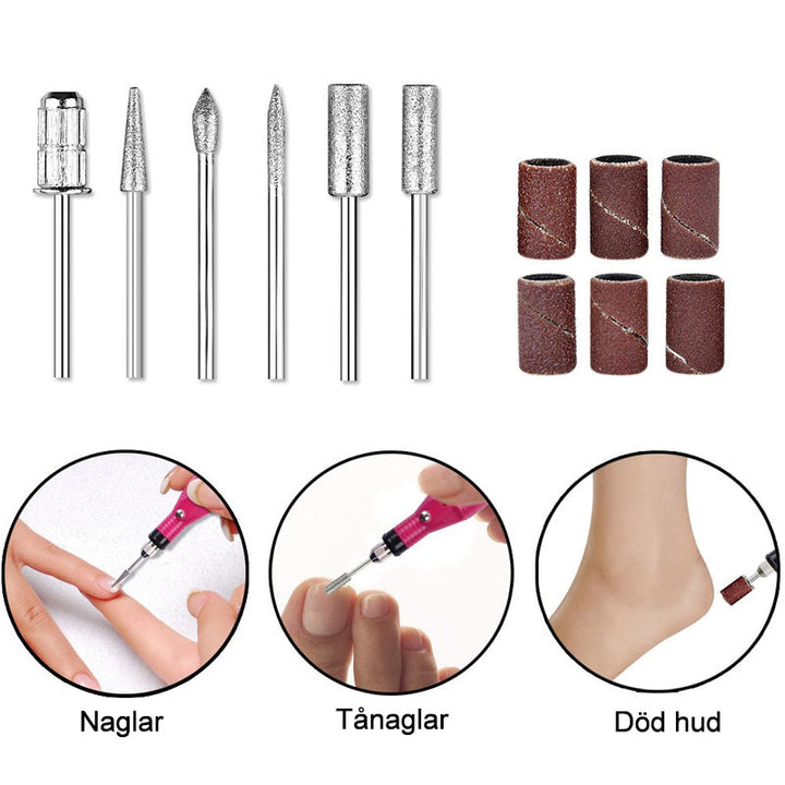 Elektrisk nagelborr i rosa, ergonomisk design för manikyr med justerbar hastighet, idealisk för nagelvård och konst.