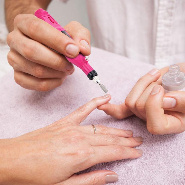 Elektrisk nagelborr i rosa, ergonomisk design för manikyr med justerbar hastighet, idealisk för nagelvård och konst.