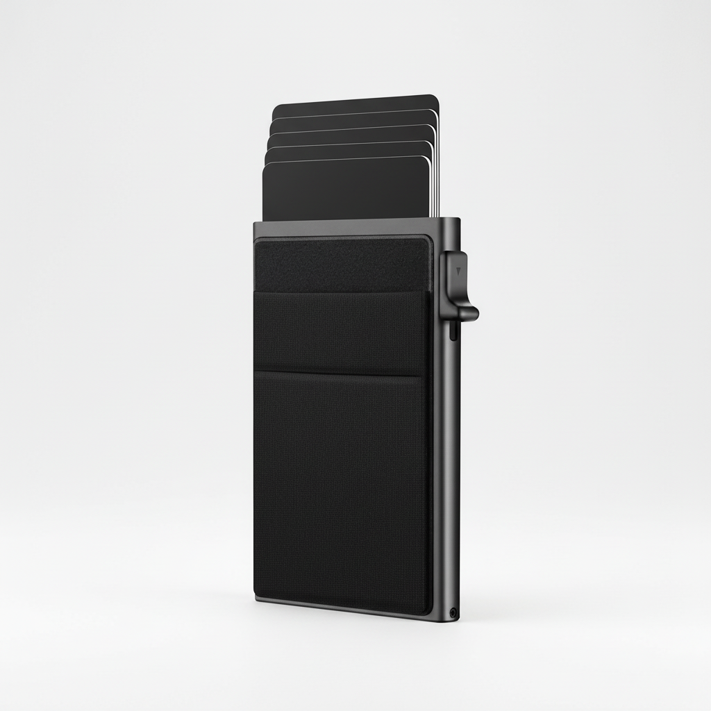 Elegant minimalistisk plånbok för män med RFID-skydd och kompakt format.
