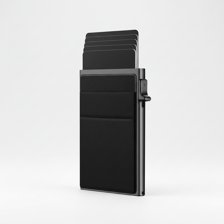 Elegant minimalistisk plånbok för män med RFID-skydd och kompakt format.