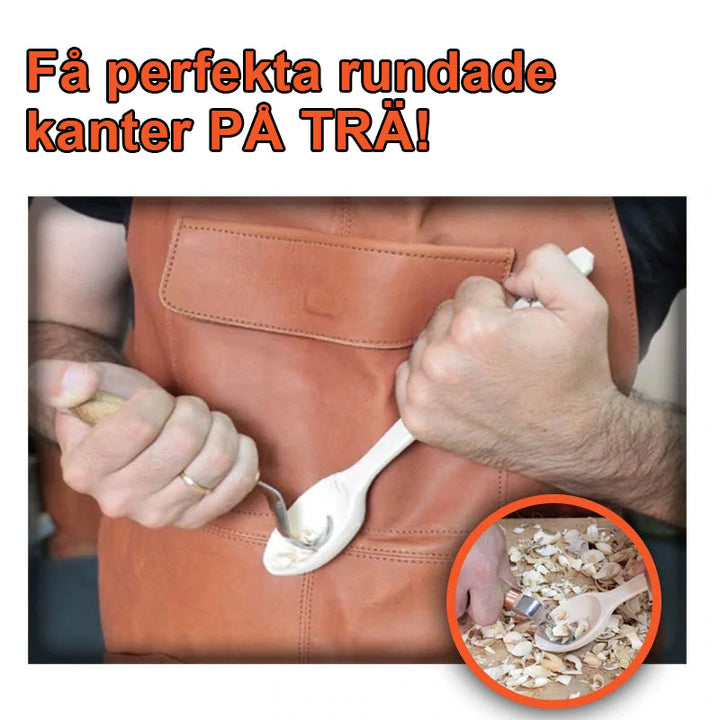 Ergonomisk böjd sniderkniv för träbearbetning, ultraskarpt krokslipat blad och ergonomiskt grepphandtag för precision.