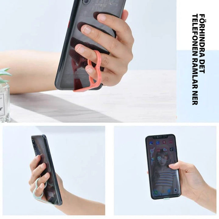 Ergonomiskt fingerstöd för mobiltelefoner med starkt stöd, lätt design, passar de flesta telefoner och surfplattor.